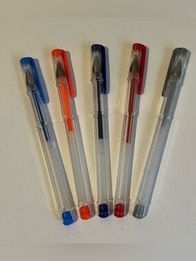 Arteza Gel Pen Bundle Purple Red Orange Silver Blue Lot of 5 Ink Pens